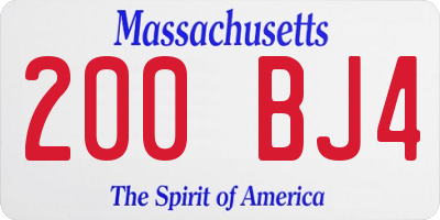 MA license plate 200BJ4
