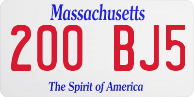 MA license plate 200BJ5