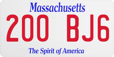 MA license plate 200BJ6