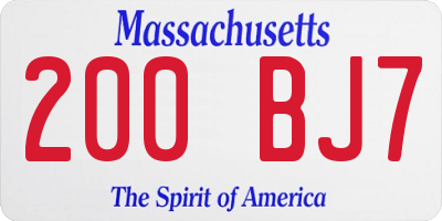 MA license plate 200BJ7