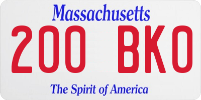 MA license plate 200BK0