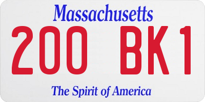 MA license plate 200BK1