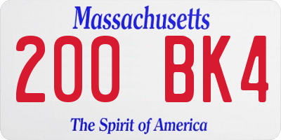 MA license plate 200BK4