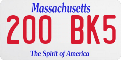 MA license plate 200BK5