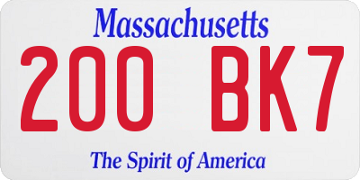MA license plate 200BK7