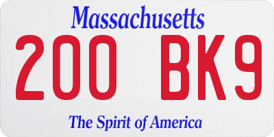 MA license plate 200BK9