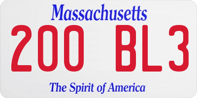 MA license plate 200BL3
