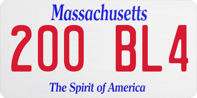 MA license plate 200BL4