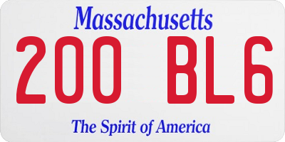 MA license plate 200BL6