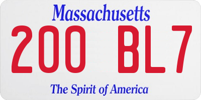 MA license plate 200BL7