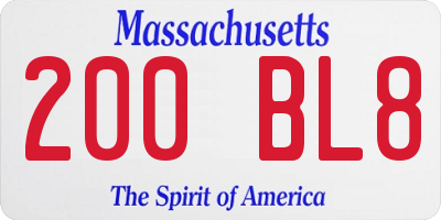 MA license plate 200BL8