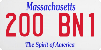 MA license plate 200BN1