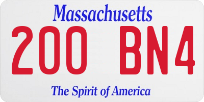 MA license plate 200BN4