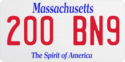 MA license plate 200BN9