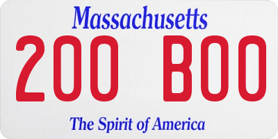 MA license plate 200BO0