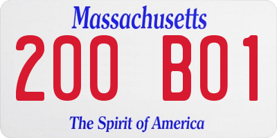 MA license plate 200BO1