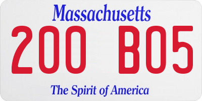 MA license plate 200BO5