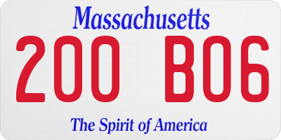 MA license plate 200BO6