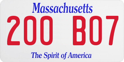 MA license plate 200BO7
