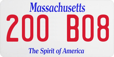 MA license plate 200BO8