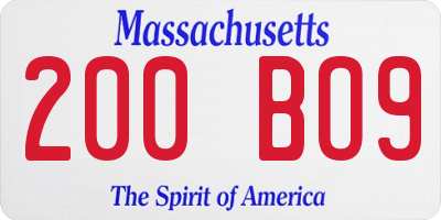 MA license plate 200BO9