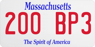MA license plate 200BP3