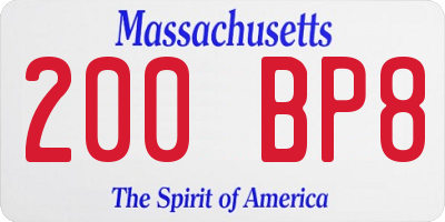 MA license plate 200BP8