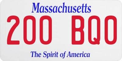 MA license plate 200BQ0