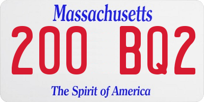 MA license plate 200BQ2