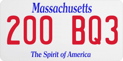 MA license plate 200BQ3