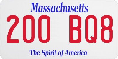 MA license plate 200BQ8