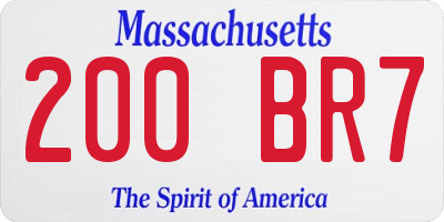 MA license plate 200BR7