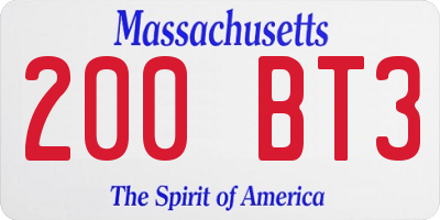 MA license plate 200BT3