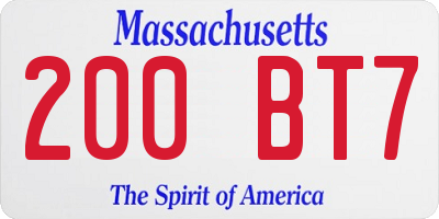 MA license plate 200BT7