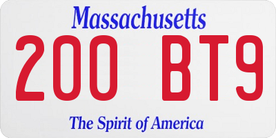MA license plate 200BT9