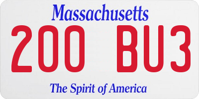 MA license plate 200BU3
