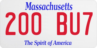 MA license plate 200BU7