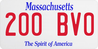 MA license plate 200BV0