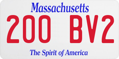 MA license plate 200BV2