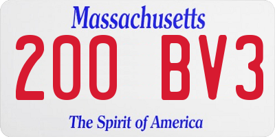 MA license plate 200BV3