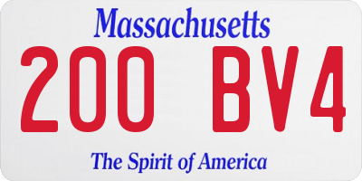 MA license plate 200BV4