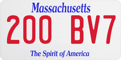 MA license plate 200BV7