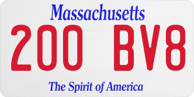 MA license plate 200BV8