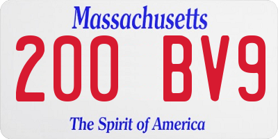 MA license plate 200BV9
