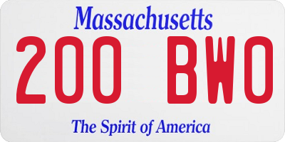 MA license plate 200BW0