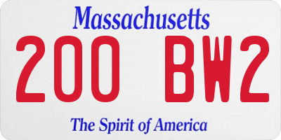 MA license plate 200BW2