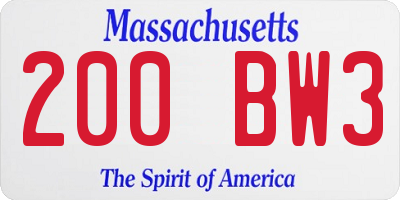 MA license plate 200BW3