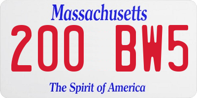 MA license plate 200BW5