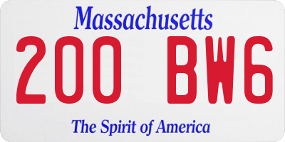 MA license plate 200BW6