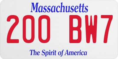 MA license plate 200BW7